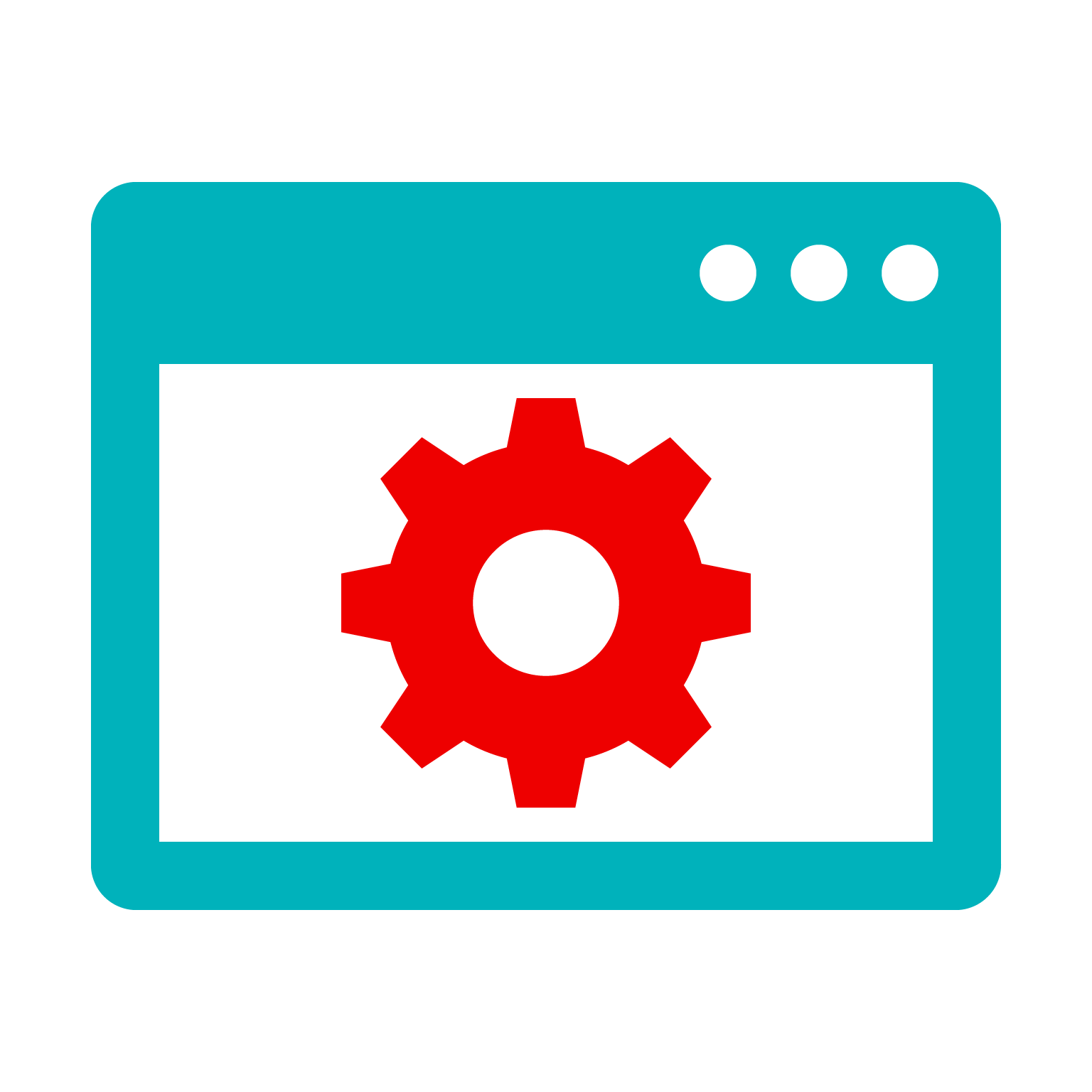 Icon eines roten Zahnrades steht als Symbol für die Arbeit im Backend - also im Hintergrund in einer Sparkasse.